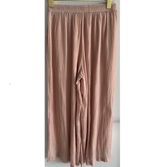 Ramie Linen Salmon Color Casual Pants with Lining - Picture 2 of 6